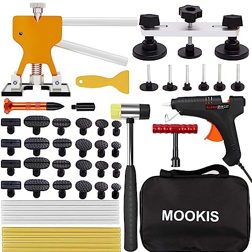 Mookis Dellen Reparaturset Auto 48PCS Ausbeulwerkzeug Dent Puller Set mit DIY Golden Lifter, Brückenzieher und T-bar für Fahrzeug Dellen