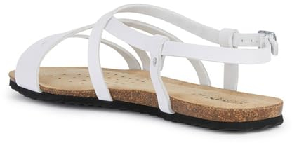 Geox D BRIONIA Low B Flat Sandal, White, 35 EU