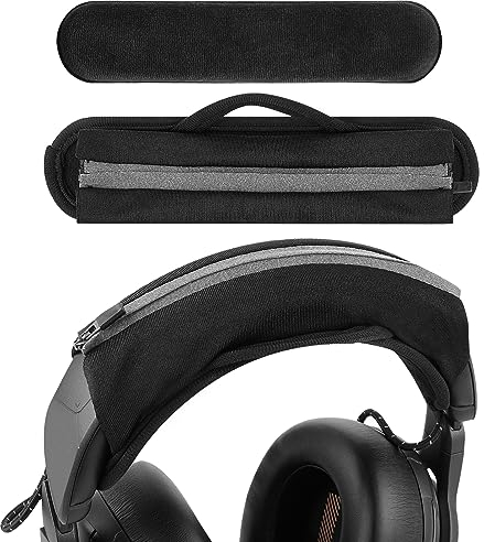 Geekria Large Hook and Loop Headband Cover and Pad Set, Replacement Repair Part, (Fits Headphone Headbands 3.5-4.5 cm), Compatible with AKG, JBL, Razer, Sennheiser, Turtle Beach (Velour)