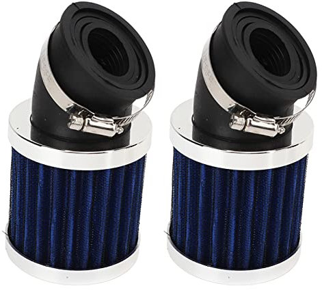 Filtri Aria Moto, Filtro Aria Moto Stile Cono 2 Pezzi Antiruggine per Ugello Carburatore 28mm-48mm per Moto (Argento Blu)