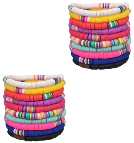 GALPADA 20 Stk Farbiges Kork Armband Armbänder Perlen Armbänder Aus Tonperlen Elastisches Seilarmband Freundschaftsperlen Armbänder Armband Aus Tonscheiben Damenschmuck Weben Strand Hawaii
