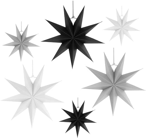 Hengsong Weihnachtsstern Außen,6 Weihnachtsstern Künstlich,Weihnachtsstern für Weihnachtsdeko&Weihnachtsdeko Aussen&Weihnachtsdeko Innen,Ungefaltetes Format ca.30cm/40cm