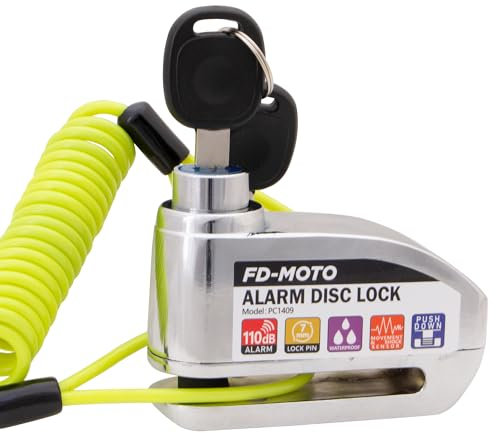 FD-MOTO Alarm Disc Lock & Reminder Cable Silver