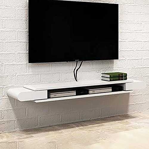 Mueble De TV Montado En La Pared,Unidad Montable En La Pared Flotante De TV,Estante De Componente De Soporte De TV Flotante para Sala De Estar Dormitorio/Blanco/90Cm