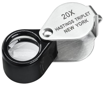 Hasting Zusammenfalten Mini Design 20x Vergrößerung Schmuck Lupe Optisch Glas Triplett Linse Rostfrei Stahl Körper Lupe Taschenformat für Hobbyisten, Uhrenliebhaber