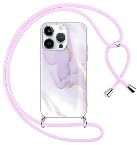 Foonary Funda con Cuerda para Apple iPhone 12 Pro MAX 6,7, Carcasa Ultrafina Silicona Aesthetic Case con Ajustable Collar Correa de Cuello Cordón Antigolpes Cover para iPhone 12 ProMax Marmol