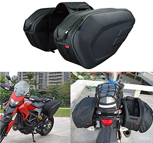 Shkalacar Sacoche arrière de Moto,Sacoche de Selle de Moto Sac latéral de Cyclisme Organisateur de Stockage arrière Universel 36-58L avec Housse étanche