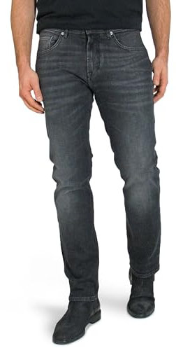 BALDESSARINI Herren Jeans Jack Regular Fit Stretch Denim, Dark Grey Used Whisker