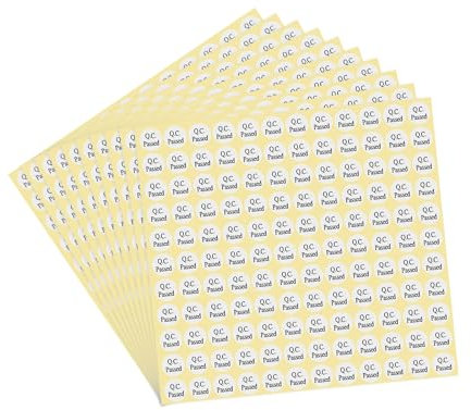sourcing map QC Bestandene Aufkleber Runde Form Klebeetiketten 13 x 13mm für Qualitätskontrolle Lagerbestand Packung mit 10, Weiß
