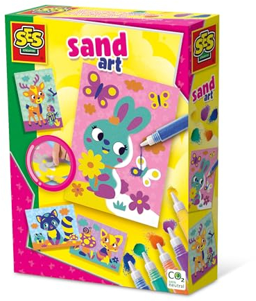 SES Creative 14136 Bunte Sandbilder Waldtiere - Kreatives Malen & Basteln Set für Kinder ab 3 Jahren, Diverse Farben