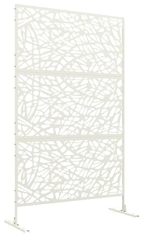 Outsunny Pannello decorativo per esterni con motivo geometrico traforato in metallo - 122 x 45 x 198 cm, bianco