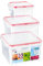 HOMESHOPA Plastic Airtight Food Storage Containers, 3 Pack Square BPA Free Leakproof Stackable Reusable Lunch Boxes, Meal Prep Container for Kitchen & Pantry, Microwave Freezer Dishwasher Safe