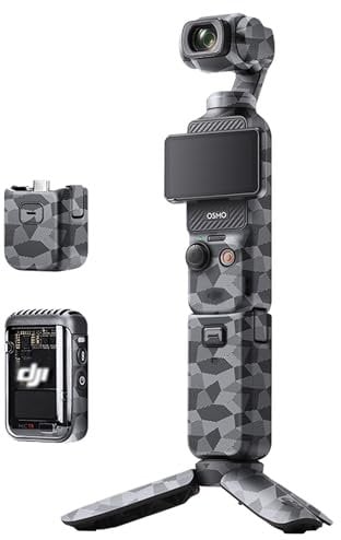 JJC Adhesivo para cámara DJI Osmo Pocket 3 Gimbal Camera - Película protectora 3M antiarañazos (gris claro geométrico)