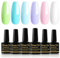Shining She Pastell UV Nagellack Set,6 Farben Sommer Milchweiß Hellblau Zart Grün Hellrosa Hellviolett Gel Nagellack UV,Pastell Gellack Soak-Off UV Nail Polish Det Nailart DIY zu Hause,8ML