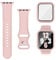 Joehwerr Cinturino 3 in 1 per Apple Watch da 45 mm, con custodia e pellicola protettiva, cinturino sportivo in silicone e custodia protettiva con vetro temperato 9H, per iWatch serie 9/8/7, rosa