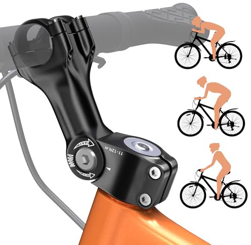 NICEDACK Attacco Manubrio per Bicicletta, 31,8 mm x 100 mm, Regolabile ± 60°, in Lega di Alluminio, Manubrio Regolabile per E-Bike, Mountain Bike, Bici da Strada, MTB
