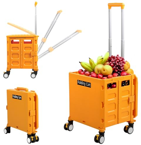 DiDiBirDi Klappbarer Einkaufstrolley mit Rollen, Skalierbarer Griff – Max. 45 L & 25 kg