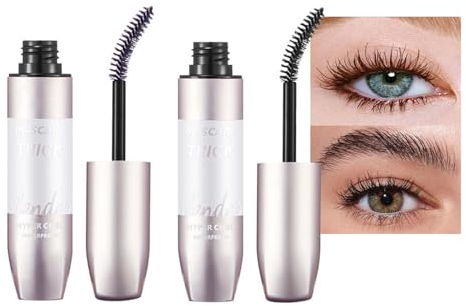 Wimperntusche Schwarz + Braun Set mit 4D Faser, 2 Farben Mascara Volumizing & Curling & Verlängerung, Wimperntusche Wasserfest & Langanhaltende, Falsche Wimpern Effekt, Makeup für Frauen & Mädchen