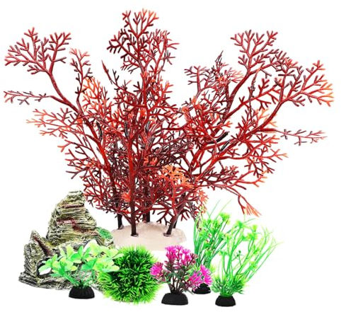 COSMEVIVI 7stücke Aquariumpflanzen Aus Realistische Aquarium-Dekorationen Aquariumhöhle Und Fels Für Aquarien Mit Künstlichen Pflanzen Und Für Fischbecken Und Aquarien-zubehör