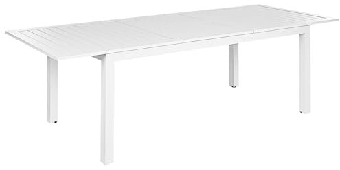 Beliani Gartentisch für 8 Personen Aluminium weiß 180-240 x 90 cm ausziehbar Skaloma