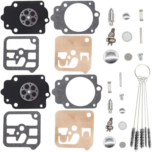 ZAMDOE 2er-Set Vergaser Reparatur Kit für Tillotson RK-34HK Modelle 034AV 034EC 038, für Dolmar 112 114 117 Kettensägenteile mit Dichtungsmembran mit Vergaser-Reinigungsbürste