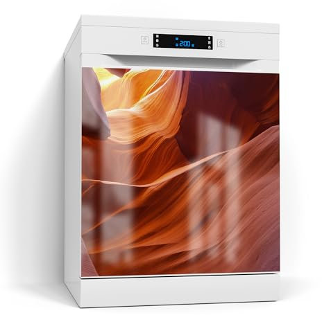 DEQORI Magnetfolie für Spülmaschine 60x60 cm | Motiv Lichtspiel des Feuerfels | dekorative Magnetmatte Geschirrspüler Schutz | Magnet Deko-Folie selbstklebend, magnetisch & beschreibbar