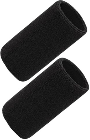 2 Piezas Pulseras Deportivas Elásticas y Versátiles para Absorción de Sudor - para Baloncesto, Fútbol, Tenis, Gimnasio - Mantén Tus Manos Secas y Mejora tu Rendimiento Deportivo (Negro)
