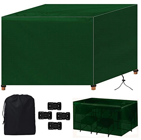Gartenmöbel-Abdeckungs-Set, 270 x 180 x 89 cm, Grün, 420D, wetterfest, Lounge-Abdeckung für Gartentisch, Kissenbox und Terrassenmöbel, robuste Abdeckplane für Wetterschutz