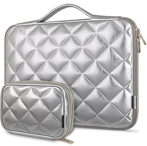 ROEPHY 14 Laptop Sleeve with Accessories Pouch Waterproof Tablet Case PC Bag Suitable for 14 Inch Laptops/Chromebook 14 / Lenovo IdeaPad ThinkPad/HP Pavilion 14 Stream 14 / Dell/MSI, Silver