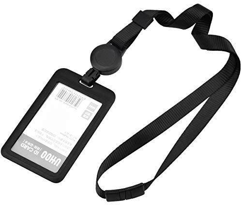 Duronge Porte-carte durable, porte-carte avec bande cervicale, Porte-Carte, Porte-Badge Noir, Porte-Carte d'Identification avec Bande Cervicale Pochette, Amovible, pour Entreprise Bureau École