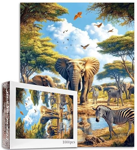 Wildlife World Puzzle für Erwachsene, 50 × 70 cm, Tier-Dschungel-Puzzle, afrikanische Savanne, herausfordernde Familienaktivitäten, bunte DIY-Handarbeit, Bastelpuzzle für Heimdekoration, Geschenke