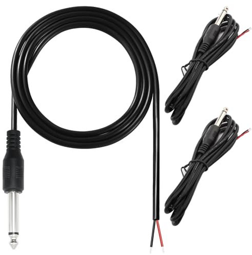 RUNCCI-YUN 3Pcs 6,35 mm Macho a Cable Desnudo,Cable de Audio para Altavoz de 1/4 TS a Cable Desnudo,Enchufe de Audio de Soldar 6,35mm,Conector Jack Mono TS 1/4(1.5M/4.92FT)