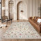 VARIKASHOM Tappeto Soggiorno Decorazione Domestica, Tappeti Moderni Interni per Camere da Letto,Beige Crema Colorato Giallo Rosa Floreale,Verde,140 x 180 cm