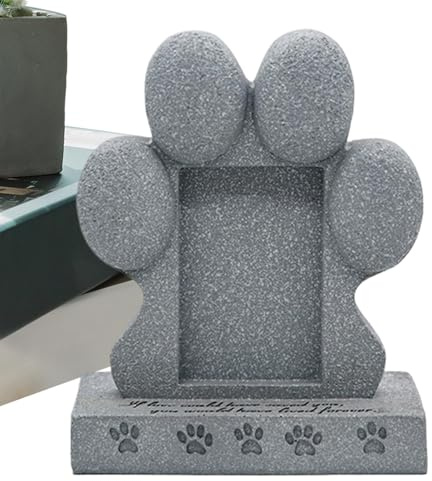 WJnflQN Hunde-Gedenkstein, Haustier-Gedenksteine für Hunde,Grabstein für Haustiere in Pfotenform aus Kunstharz für den Außenbereich | Fotorahmen, wetterfester Katzen-Gedenkstein für Hunde oder