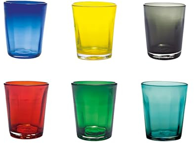 Zafferano BEI Tumbler Set – Elegante Glasbecher in Blau, Gelb, Braun, Rot, Grün & Meergrün