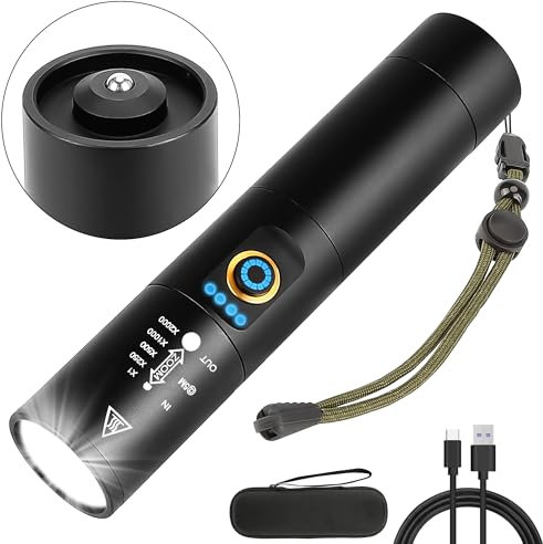 Torches Led Super Bright Rechargeable, Super Bright Torch Battery Powered, Powerful Flashlight Outdoor, High Powered Flash Light Usb Torches for Camping Running Dog Walking Night Work Long Distance