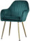 Chaise de salle à manger en velours avec pieds et dossiers en métal pour salon, loisirs, canapé chaise en vert avec pieds dorés
