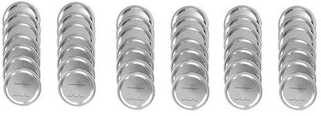 Rdjumpdjo Einmachglas Deckel Normaler Mund für -/Kerr GläSer, Geteilte Einmachglas Deckel Aus Metall mit Silikon Dichtungen, Silber, 42 StüCk