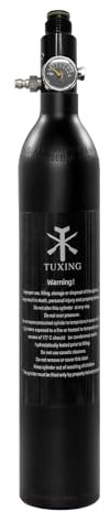 TUXING 4500 psi/300 Bar PCP Paintball Réservoir 0,5 l Bouteille en Aluminium certifiée CE avec régulateur de Paintball Valve Régulateur Manomètre Pression de Sortie : 2200 psi-M18 x 1,5