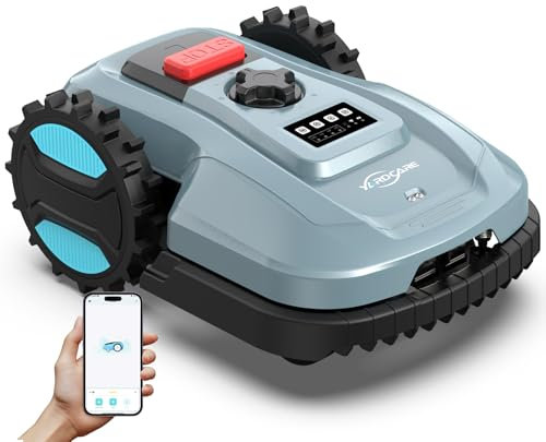 YARDCARE E400 Mähroboter mit 18cm Schnittbreite,App Steuerung,Max. bis zu 400m²,Regensensor,20-60mm Schnitthöhe,Rasenmäher Roboter mit IPX5 System,Weniger als 60 dB