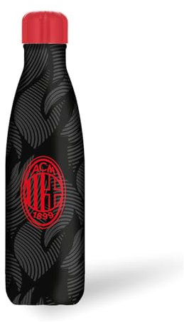 Seven Milan Botella Térmica, Negro, Mantenimiento Temperatura hasta 24h, Botella Escuela y Tiempo Libre, Niño, Fútbol, Negro, Moderno