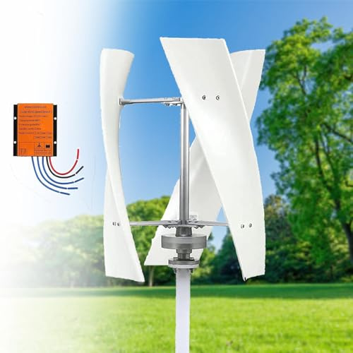 AADDFDD Aerogenerador de Eje Vertical de 14000 W, generador de energía eléctrica con Eje de levitación magnética de 12 V/24 V/48 V, Eje helicoidal con Controlador (Blanco, 12 V)