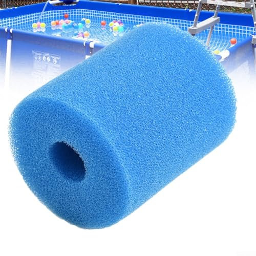 Cartuccia filtro per piscina, spugna di ricambio in schiuma, tipo H, per piscine fuori terra Intex, sistema di depurazione dell'acqua, lavabile, blu, 10 x 8,9 cm