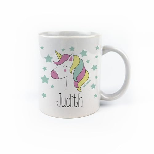 Mi Pipo - Taza Personalizada Nombre Niños - Unicornio | Taza de Plástico 350 ml | Libre de BPA, Ligera, Resistente | Apta para Microondas y Lavavajillas | Ideal como Regalo Personalizado
