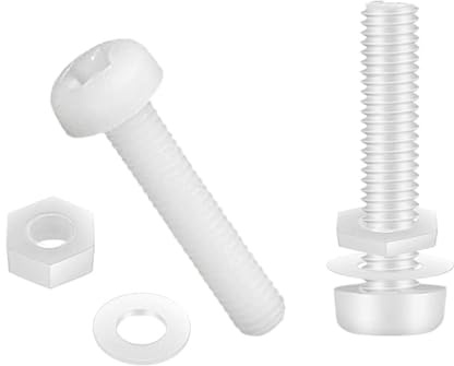 MANICAF Vis en plastique, tête ronde cruciforme en nylon avec écrous et rondelles (30, blanc, M3 x 30 mm)