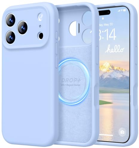 LOVE 3000 Designed for iPhone 17 Pro Max Case, Premium Silicone [Compatible with Magsafe][Soft Anti-Scratch Microfiber Lining] Shockproof Protective Phone Case for Lanyard 6.9, Light Blue