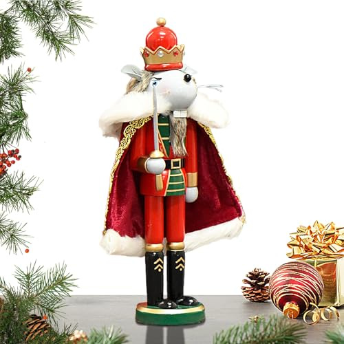 Penlimly Nutcracker Christmas Decor Wood | Mice King Statue | 12 Inch Traditional Mice King Nutcracker Festive Holiday Tabletop Decor for Home