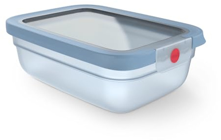 EMSA oneClick Frischhaltedose, verschlossen mit nur 1 x Klick, Lebensmittel 2 x länger frisch, 100% dicht, Made in Germany, 1,2L, gefrier-, mikrowellen- und spülmaschinengeeignet, blau, N1210700