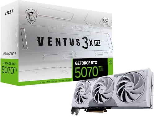 MSI Gaming RTX 5070 Ti 16G Ventus 3X PZ OC Carte Graphique (16 Go GDDR7, 256 Bits, Performance extrême : 2482 MHz, DisplayPort x 3 2.1a, HDMI 2.1b, Architecture Nvidia Blackwell)