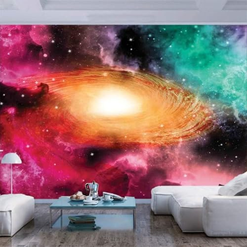 Beautiful Colourful Universe Starry Sky Stars 3D Wallpaper Easy Install Feature Office Living Room Sofa Bedroom TV Background Wall Decoration-350cm×256cm